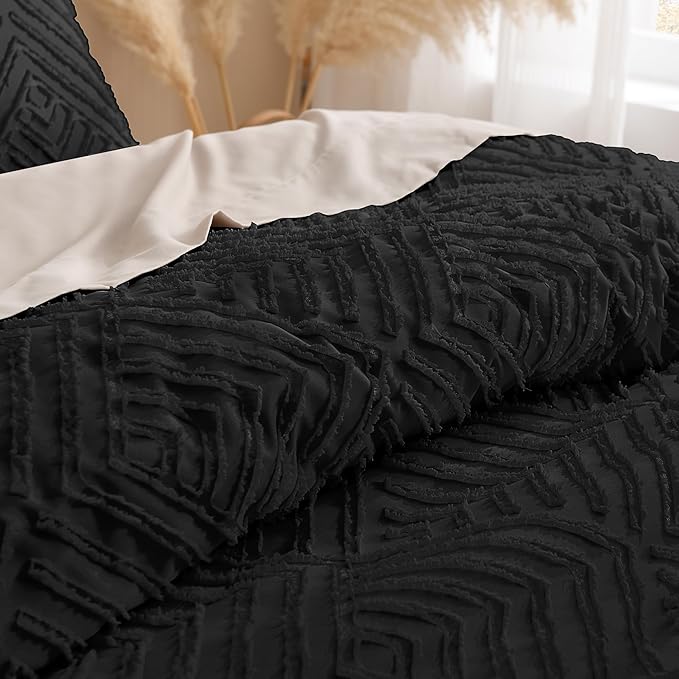 Andency Black California King Comforter Set, 3 Pieces Black Boho Bedding Set & - Image 5