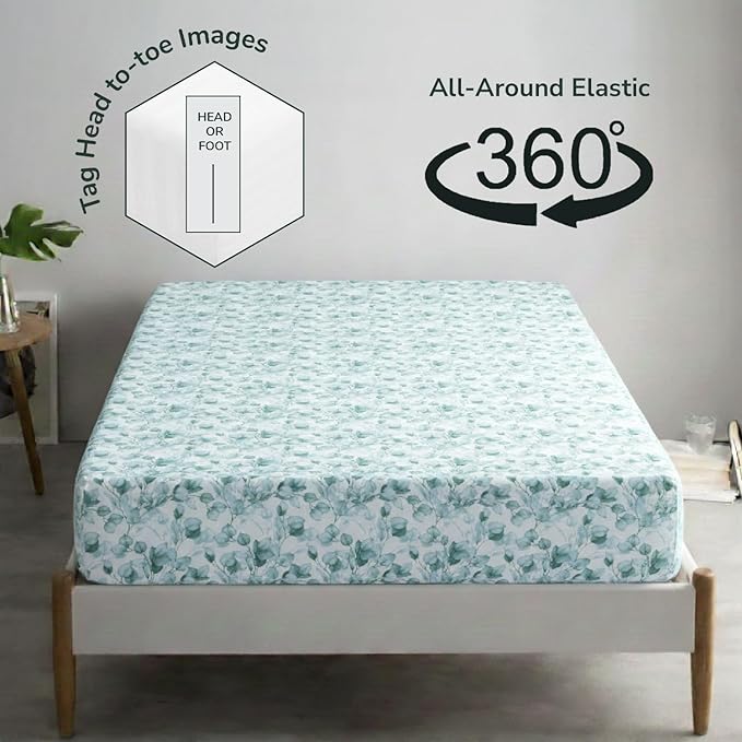 Feather & Stitch 1 Piece Fitted Sheet King Size, 100% Cotton Damask Sateen - Image 4