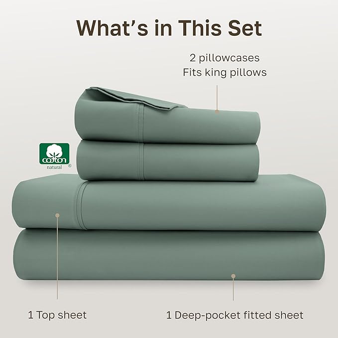 California Design Den Soft 100% Cotton Bed Sheets King Size Set, 400 Thread - Image 4
