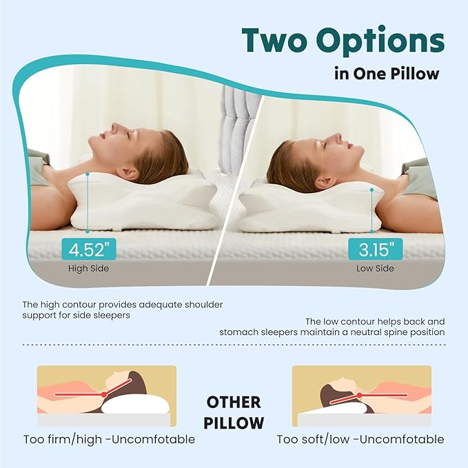 DUMOS Cervical Pillow for Neck and Shoulder, Contour Memory Foam Pillow - Image 4