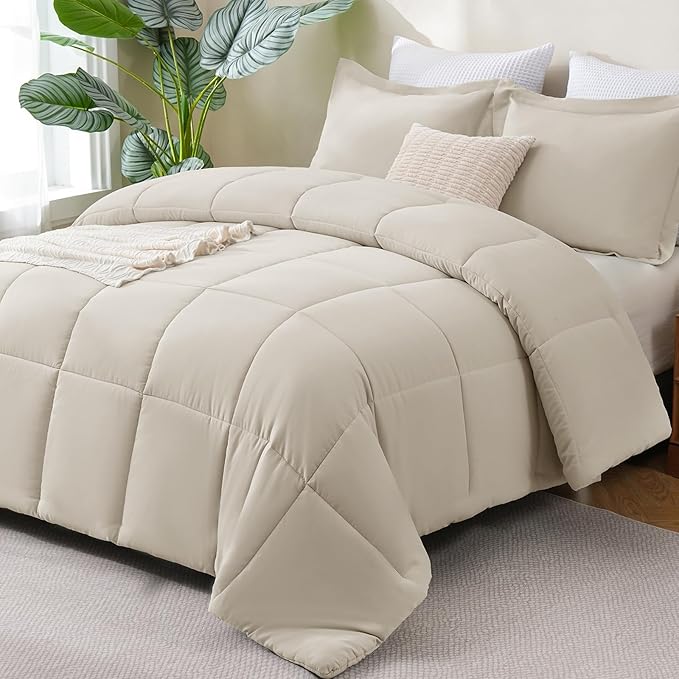 CozyLux Queen Size Comforter Sets Beige by CozyLux