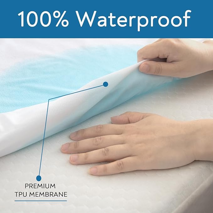 2 Pack Twin Extra Long Waterproof Mattress Protector, Premium Terry Twin XL - Image 4