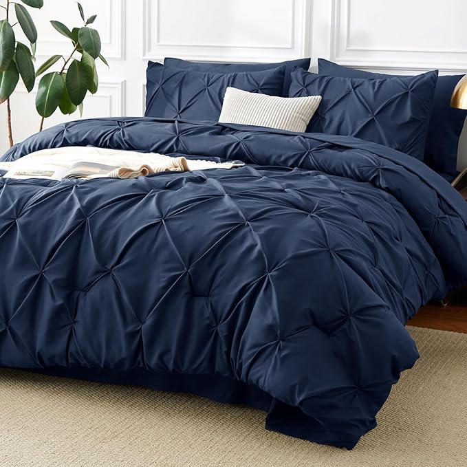 CozyLux Oversized Queen Comforter Sets Navy Blue, 7 Pieces Oversized Queen by CozyLux
