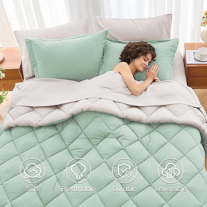 MUXHOMO 5 Pieces Twin Comforter Set, Reversible Bed in a Bag Twin Size - Image 6