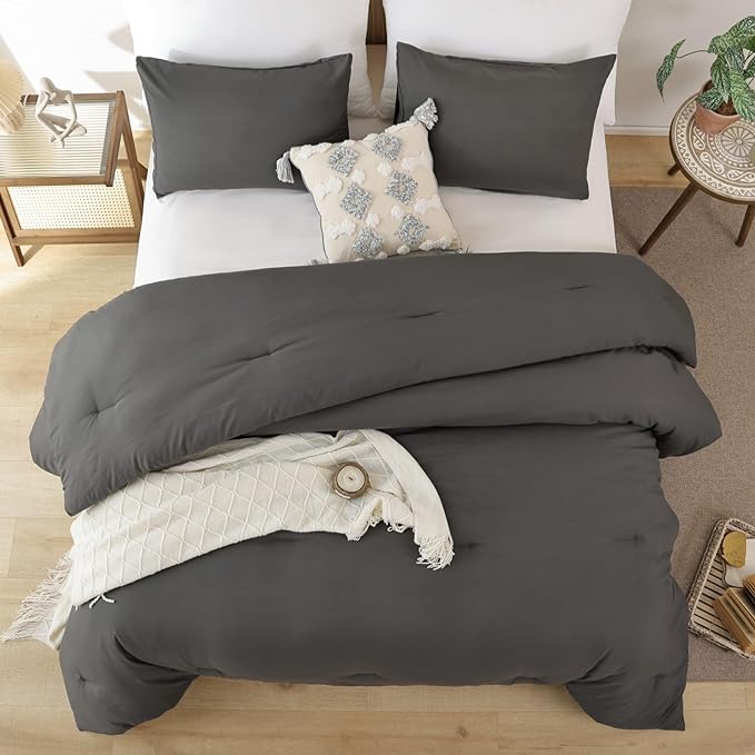 ROSGONIA Comforter Full Size for Girls Boys Teens Charcoal Grey - Image 5