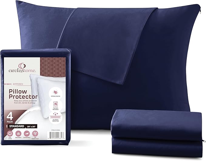 CirclesHome Pillow Protectors 4 Pack Standard Zippered by CirclesHome