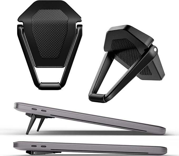 Laptop Stand for Desk, Portable Anti-Slip Keyboard Riser, Zinc Alloy Keyboard Stands, Computer Stand Compatible with MacBook Air/Pro, 10-15.6 Inches Laptops and Keyboards (Black)-DeskoryOffice