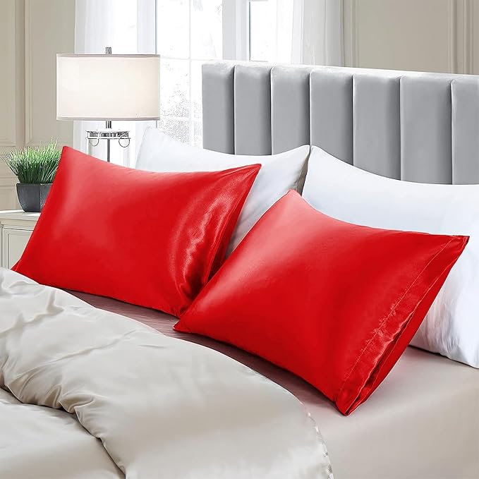 Aormenzy Satin Pillow Cases for Women Standard Size Set of 2, Fade Resistant - Image 4