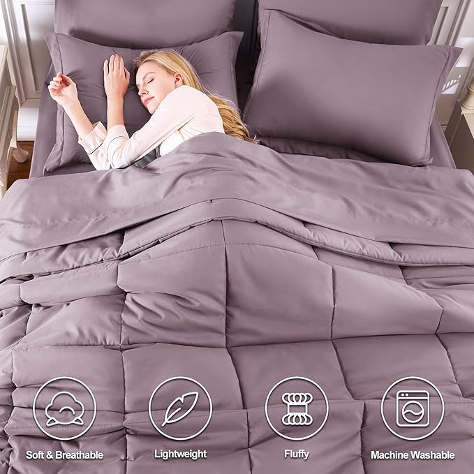 CozyLux King Size Comforter Set Dusty Purple - Image 2