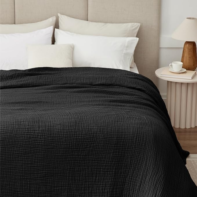 100% Cotton Muslin Blanket Queen 90" x 90", 6 Layers Breathable and Lightweight - Image 3