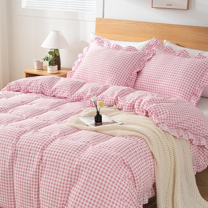 Gingham Duvet Cover Twin Size, 2 Pieces Soft Breathable Microfiber Plaid - Image 5