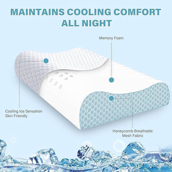 Cooling Pillows Queen Size Set of 2, Memory Foam Bed Pillows - Image 5
