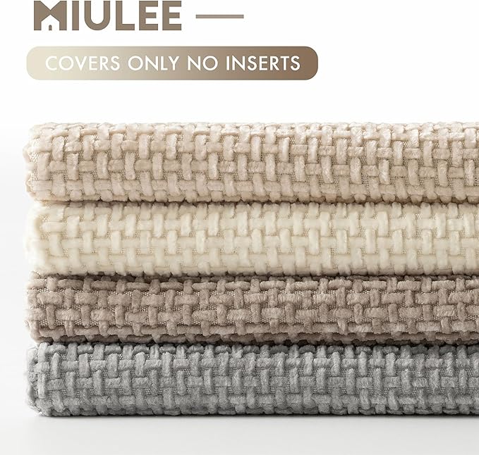 MIULEE Pack of 4 Couch Throw Pillow Covers 20x20 Inch Neutral Beige/Brown Soft - Image 6