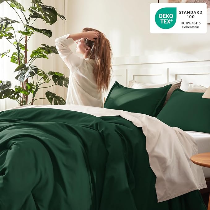 Litanika Dark Emerald Green Comforter California King Size, 3 Pieces Cal King - Image 4