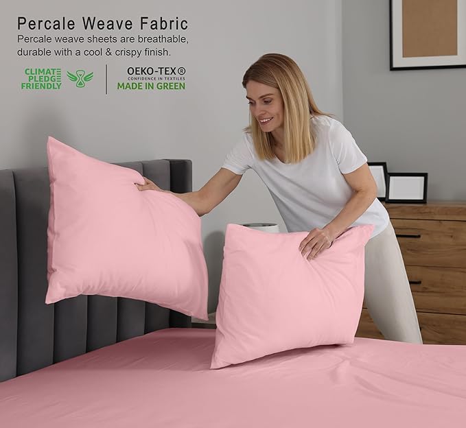 RUVANTI 100% Cotton Sheets – Queen Size Percale Bedding, Cooling & Breathable - Image 3