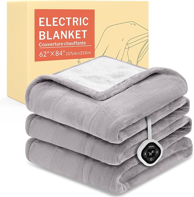 HOMLYNS LuxeHeat Heated Blanket Electric Blanket Twin Size, Soft Flannel Sherpa by HOMLYNS