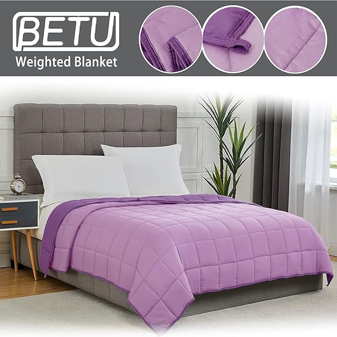 Purple Weighted Blanket for Adults 25lbs, Cal King Cooling Heavy Throw Blanket - Image 3