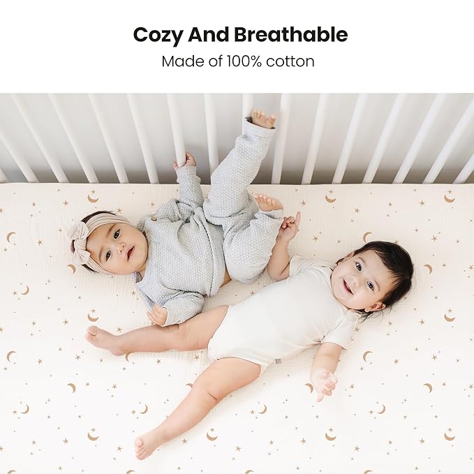 Konssy Muslin Crib Sheets for Girl Boy - Image 2
