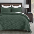 HORIMOTE HOME Quilt Set Twin Size Dark Green, Classic Geometric Diamond by HORIMOTEHOME