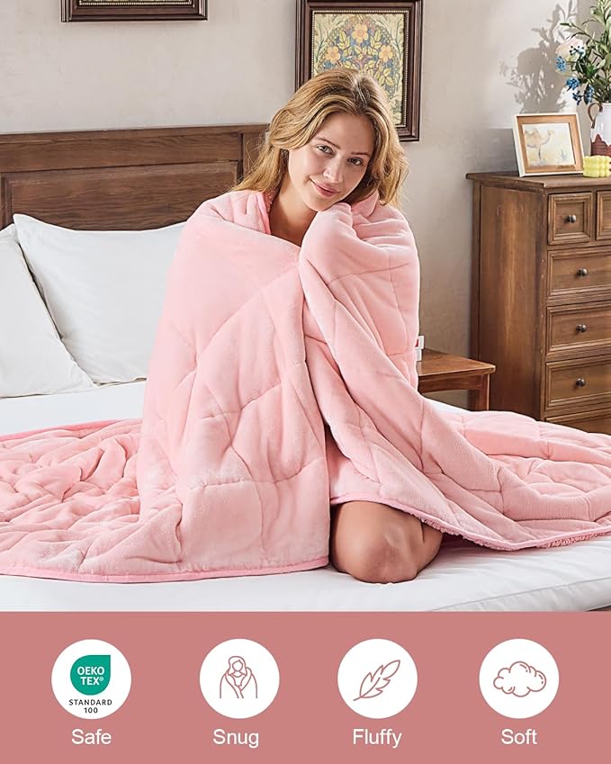 Super Fuzzy Soft Sherpa Fleece Weighted Blanket, 12 lbs Dual Sided Fluffy Heavy - Image 6