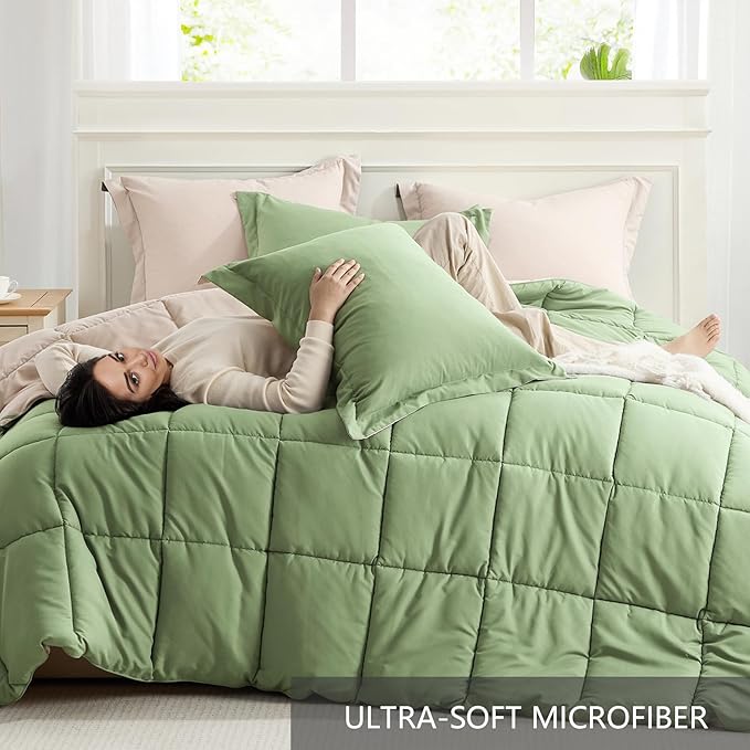 Homelike Moment Queen Comforter Set Sage Green, Comforters Queen Size Set - Image 5