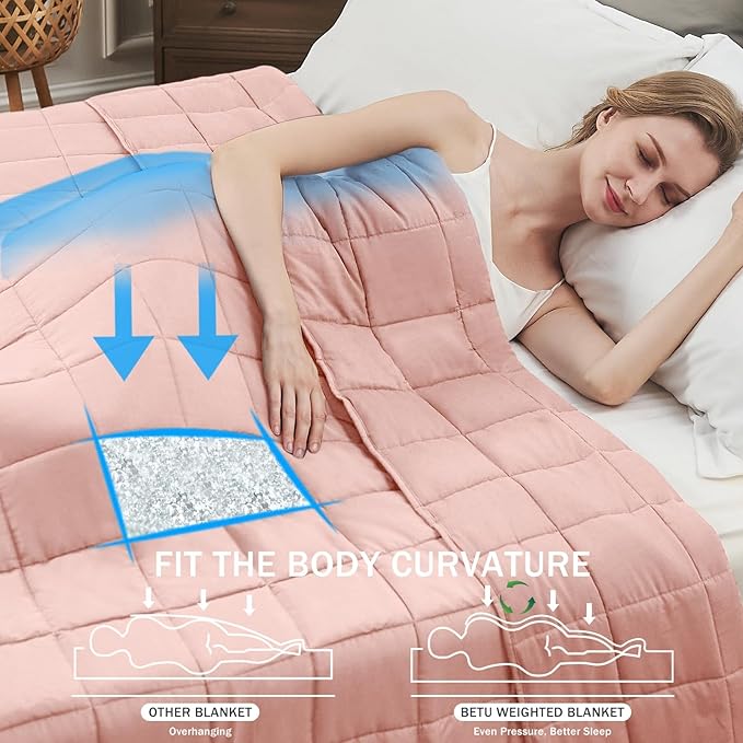 Pink Weighted Blanket for Adults 15lbs, Queen Size Cooling Heavy Throw Blanket - Image 2