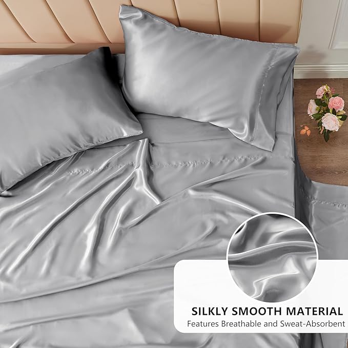 CozyLux Satin Sheets Cal King Sheet Set - Image 3