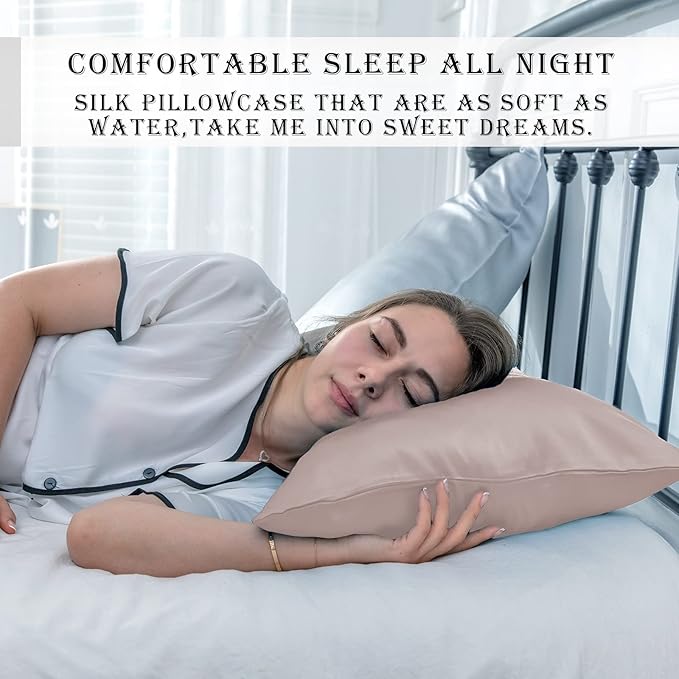 Silk Pillow Cases 2 Pack, Soft Breathable and Sliky Standard Size Pillow Cases - Image 6
