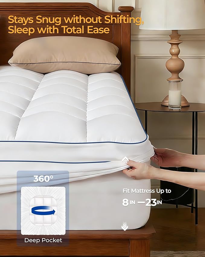 KAYFIA Twin Mattress Topper, Extra Thick Mattress Pad Cover - Image 8