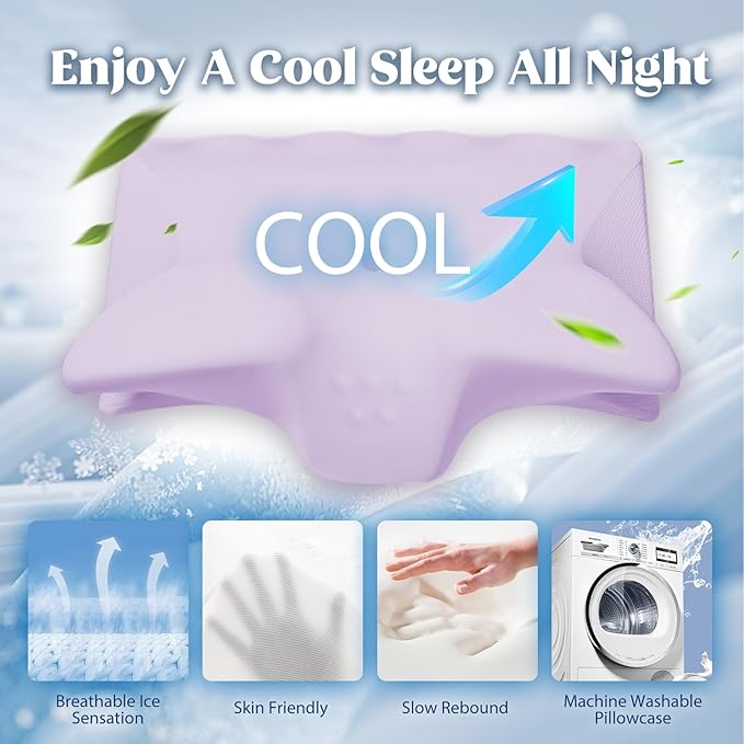 Cervical Pillow for Neck Pain Relief, Cooling Contour Memory Foam Pillows - Image 3