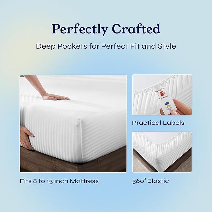 California Design Den Soft 100% Cotton Twin XL Sheet Set, 400 Thread Count Good - Image 6