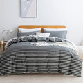 JELLYMONI 100% Natural Cotton 2pcs Striped Duvet Cover Sets, Dark Grey Duvet by JELLYMONI