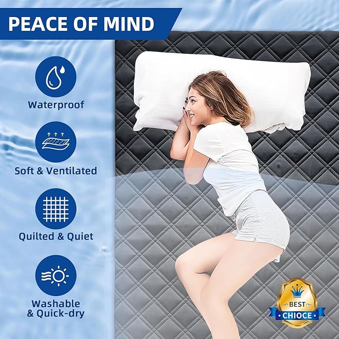 MEELUS King Mattress Protector, Waterproof Quilted Mattress Pad Cover Fitted - Image 2