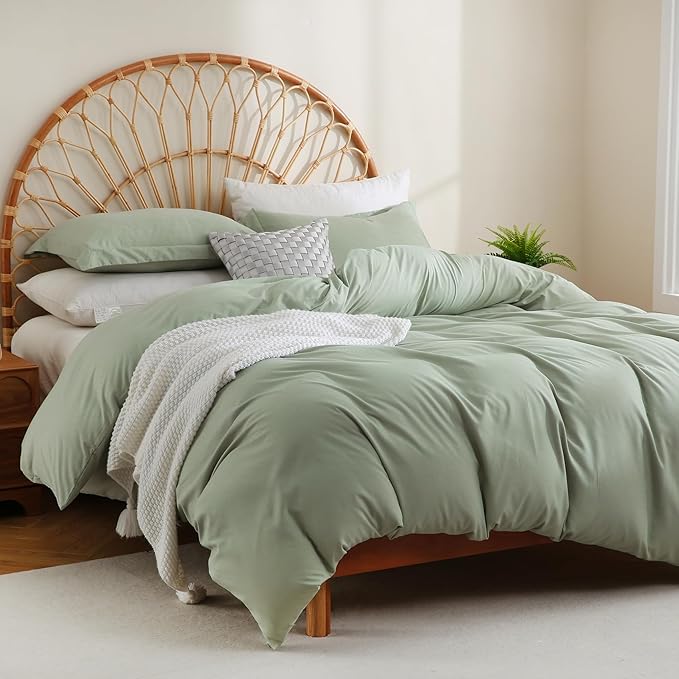 JSD Sage Green Duvet Cover Set Full Size, 3 Piece Duvet Cover - Image 6