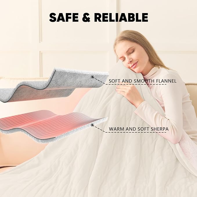 greenoak Heated Blanket Electric King Size 100"X90" Dual Control, Heating - Image 6