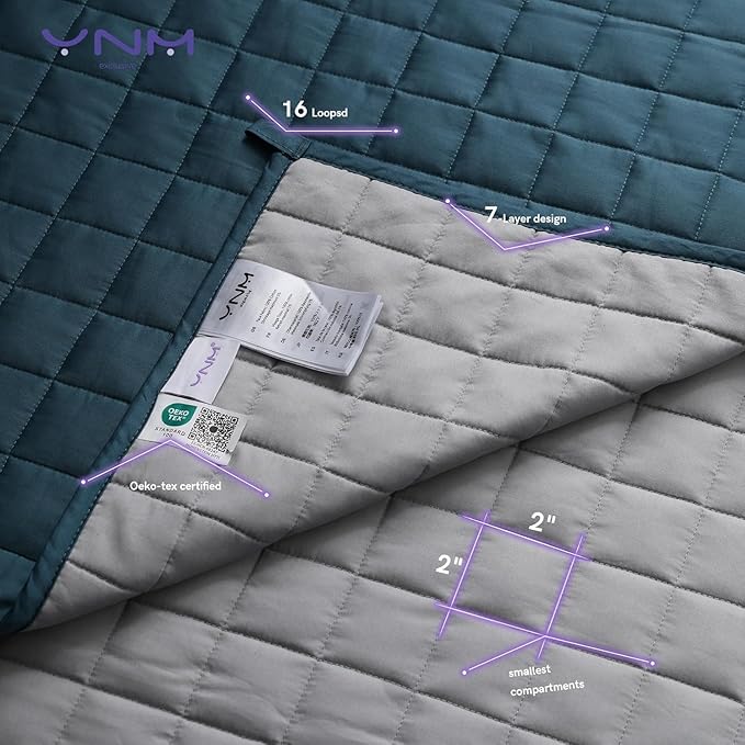 YnM Exclusive Weighted Blanket, Soothing Cotton, Smallest Compartments - Image 9
