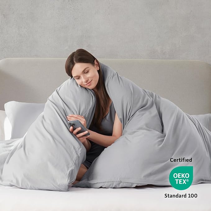 Nestl Light Grey Duvet Cover King Size - Image 3