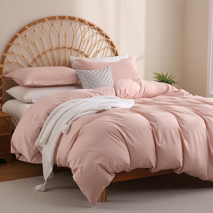 JSD Dusty Pink Duvet Cover Set King Size, 3 Piece Duvet Cover - Image 6