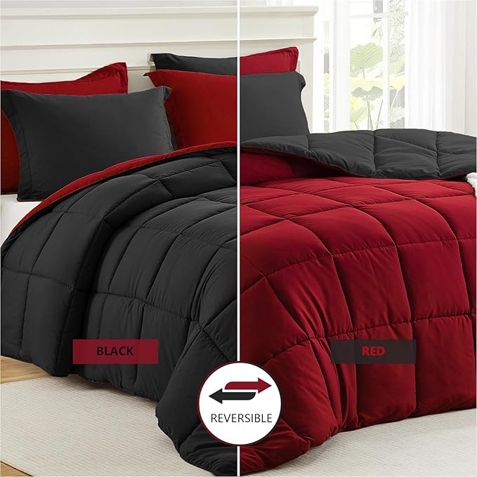 Homelike Moment Twin Comforter Set Black, Lightweight Reversible Comforter Twin - Image 2