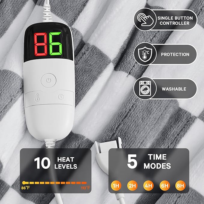 Heated Electric Blanket Twin Size, 62X84 Heating Blanket - Image 4