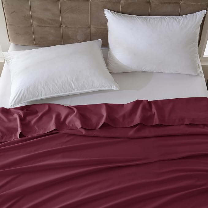 ZPECC Queen Flat Sheet Only 1 Pack, Durable Burgundy Top Bed Sheets - Image 7