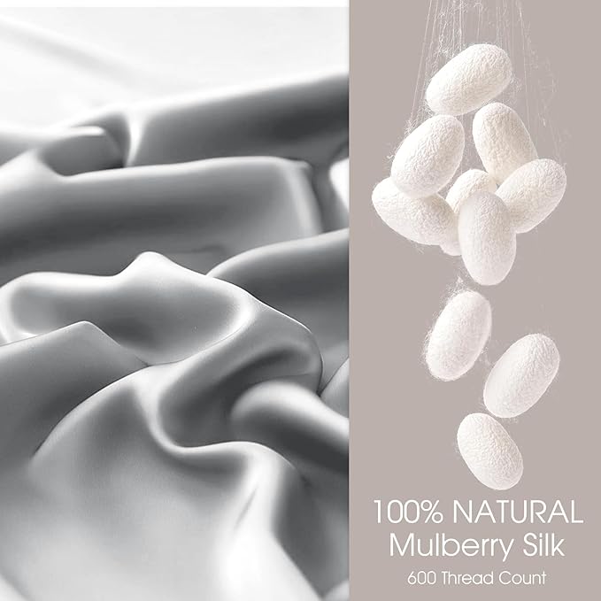 100% Silk Pillow Cases 2 Pack Queen Size Mulberry Silk Pillowcase - Image 2