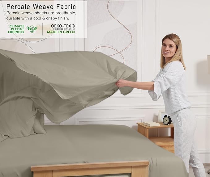 RUVANTI 100% Cotton Sheets – Twin XL Size Percale Bedding, Cooling & Breathable - Image 3