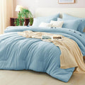 CozyLux King Size Comforter Set Light Blue, 7 Pieces Bed in a Bag King by CozyLux