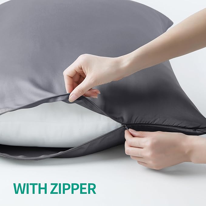 1 Pack Body Size Bamboo Viscose Zippered Pillow Case, 400 Thread Count Cooling - Image 6