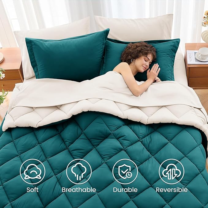 MUXHOMO 5 Pieces Twin Comforter Set, Reversible Bed in a Bag Twin Size - Image 6