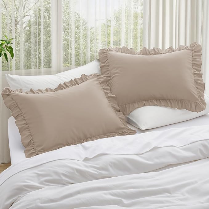 KKJIAF Ruffle Pillow Cases Standard Size Set of 2, Ruffled Pillow Covers - Image 2