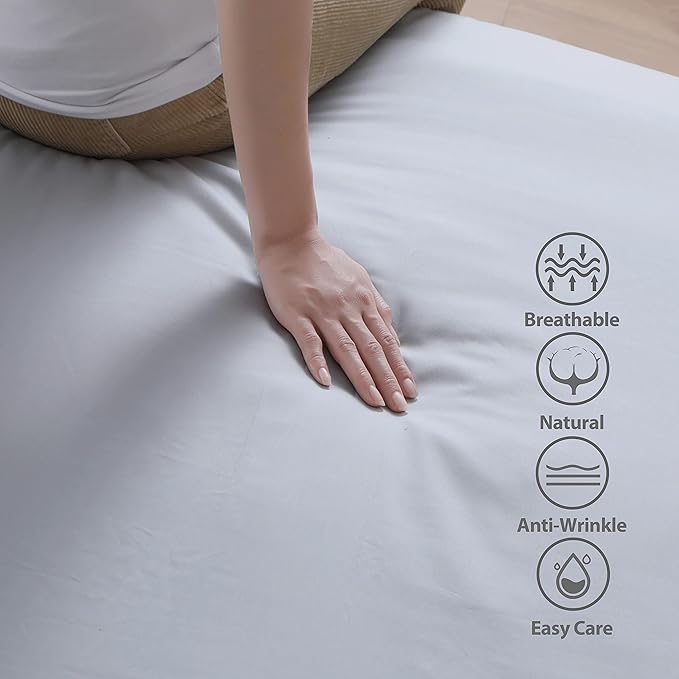 100% Egyptian Cotton Fitted Sheet Full Size Gray, 600 Thread Count, 8-16" Deep - Image 2