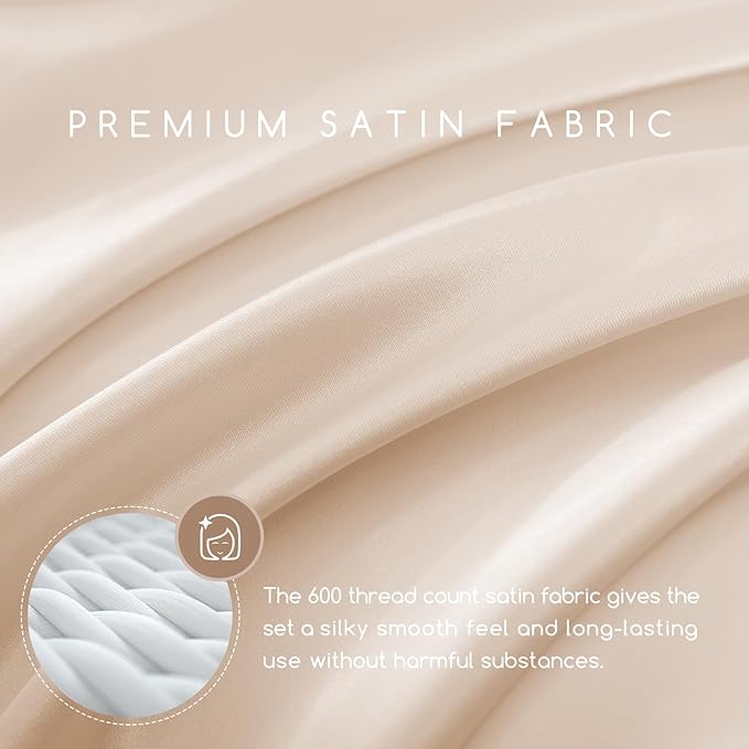 MR&HM Satin Bed Sheets, King Size Sheets Set - Image 2