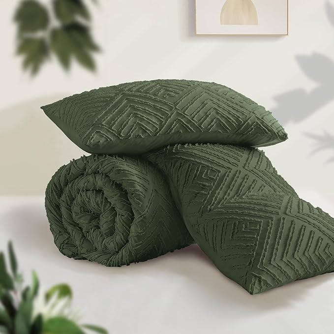 Andency Olive Green California King Comforter Qversized 120''x98'', 3 Pieces - Image 3